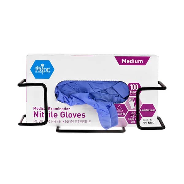 Black Single Box Capacity Wire Steel Wall Mount Glove Box Dispenser (2-Pack)