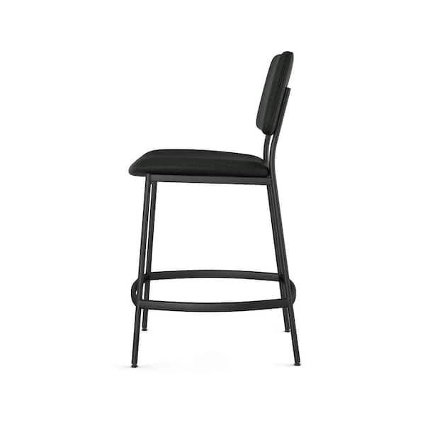 Sullivan 26.5 in. Low Back Counter Stool Black Polyester / Black Metal