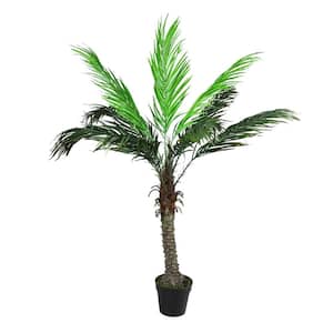58.5 in. Potted Brown and Green Artificial Phoenix Palm Tree