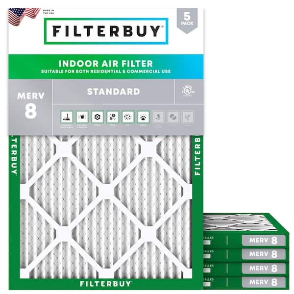 17 in. x 21 in. x 1 in. MERV 8 (FPR 5) Dust Defense Pleated HVAC AC Furnace Air Filters Replacement (5-Pack)