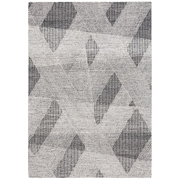 SAFAVIEH Abstract Ivory/Charcoal 4 ft. x 6 ft. Oversized Geometric Area Rug