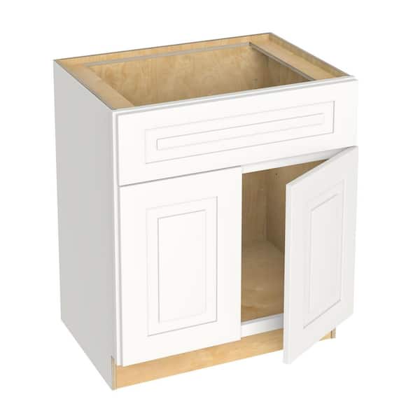 Grayson 30 in. W x 21 in. D x 34.5 in. H Assembled Plywood Sink Base Bath Cabinet in Pacific White with Soft Close