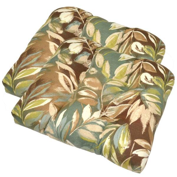 Hampton Bay Seabreeze Tropical Tufted Outdoor Seat Pad (2-Pack)