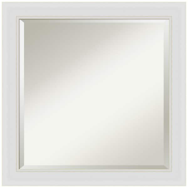 Amanti Art Flair Soft White Narrow 24 in. H x 24 in. W Framed Wall Mirror
