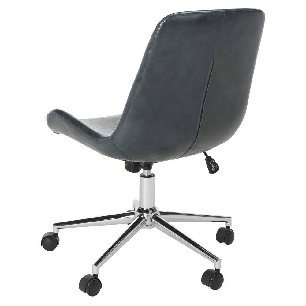 Transitional Dark Grey Faux Leather Chrome Swivel Desk Chair
