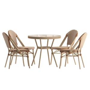 Brown 5-Piece Aluminum Outdoor Dining Set