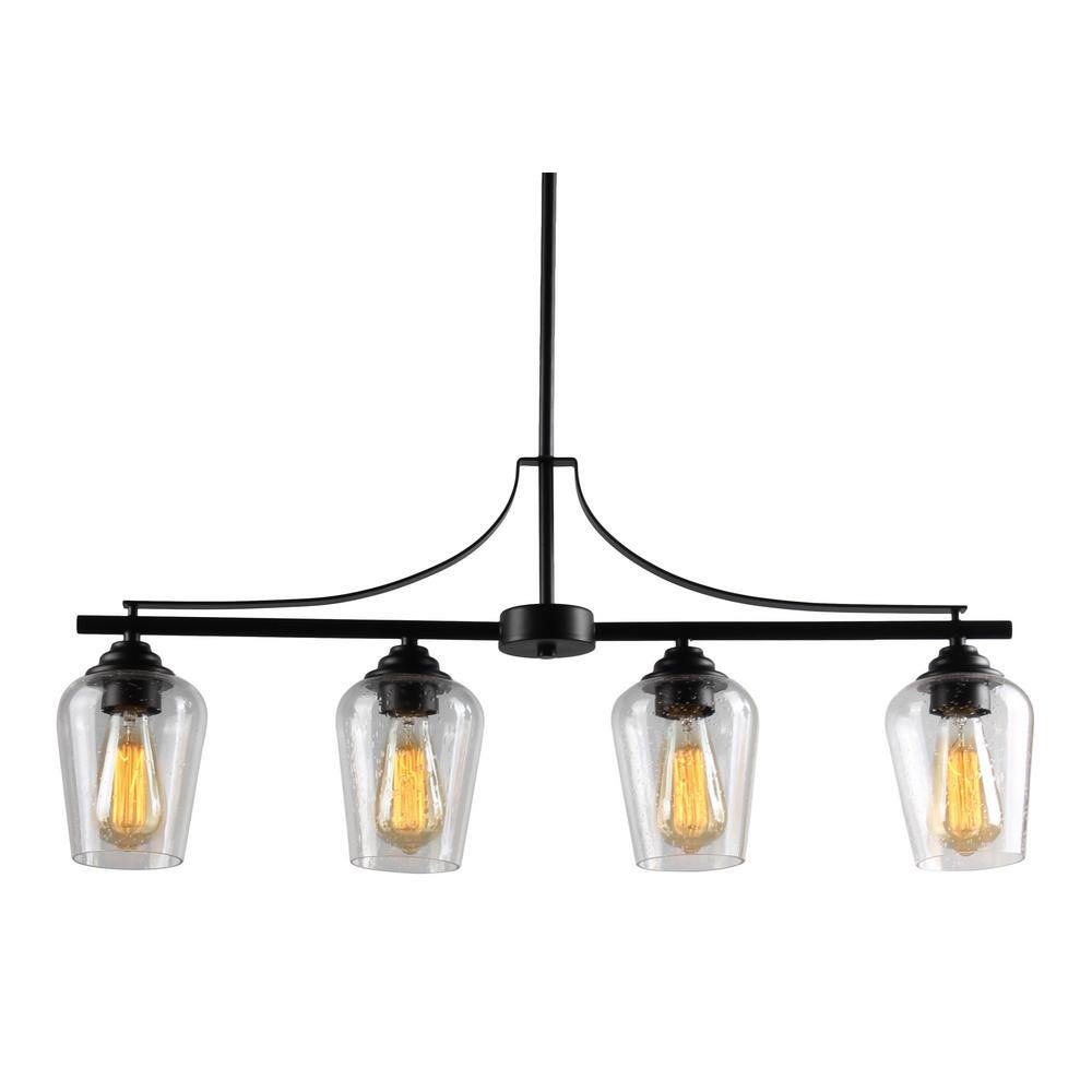 Shyloh Coal Finish Clear Seeded Glass 4-Light Linear Pendant