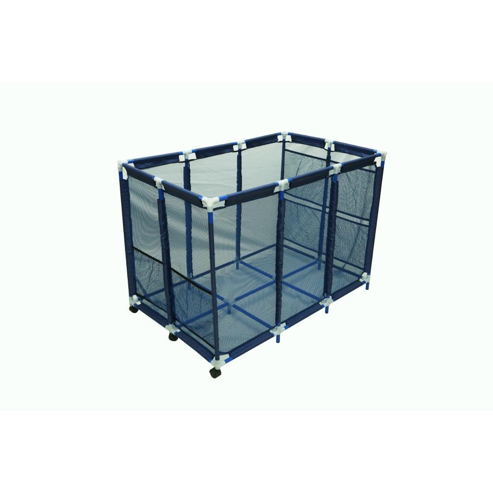 Blue Mesh Outdoor Pool Storage Organizer Cart with Plastic Frame