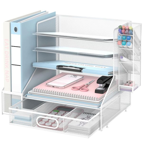 9 Tier Paper Organizer With Handle, Large Capacity Desk Organizer Mesh File Folder Organizer Letter Paper Tray Desktop Document Sorter For Classroom School And Office Organization Black P 61724013