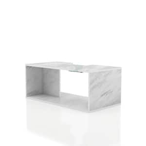 Dulcet 39.37 in. White Rectangle Glass Top Coffee Table with LED Lights
