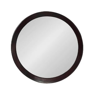 19.8 in. W x 19.7 in. H Wood Dark Brown Wood Vanity Mirror