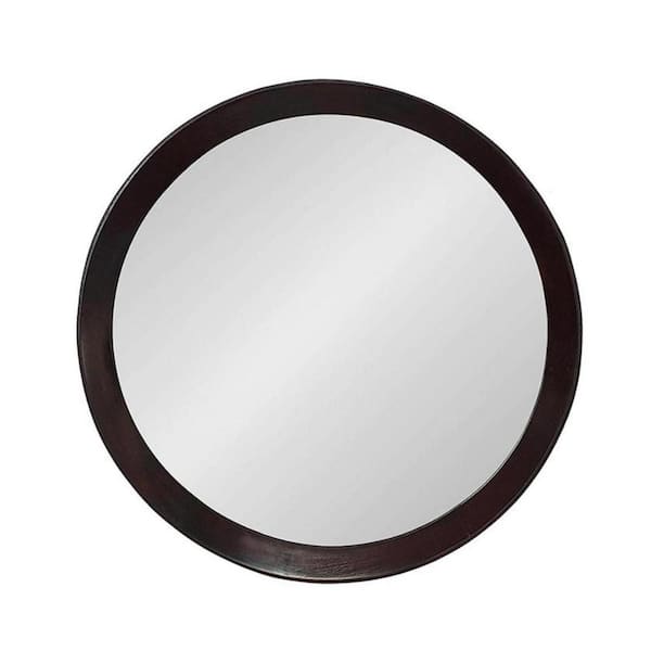 HomeRoots 19.8 in. W x 19.7 in. H Wood Dark Brown Wood Vanity Mirror