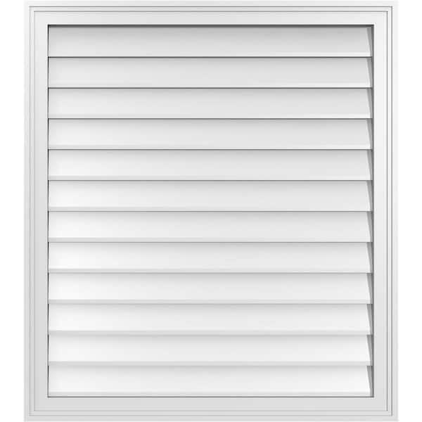 Ekena Millwork 32" x 36" Vertical Surface Mount PVC Gable Vent: Non-Functional with Brickmould Frame