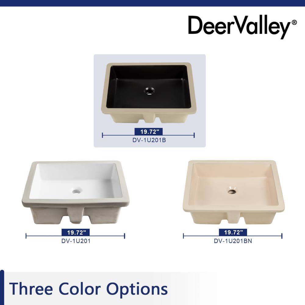 Ursa 19" x 15" Black Vitreous China Rectangular Undermount Bathroom Sink