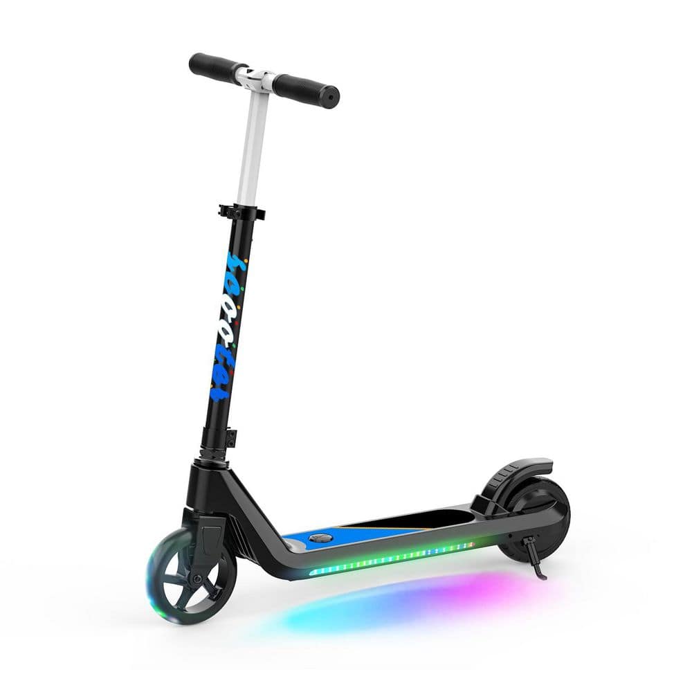 2-Wheel Black Kick-Start Boost Electric Scooter with Flash Wheel, Deck Lights, Adjustable Speed and Height for Kids