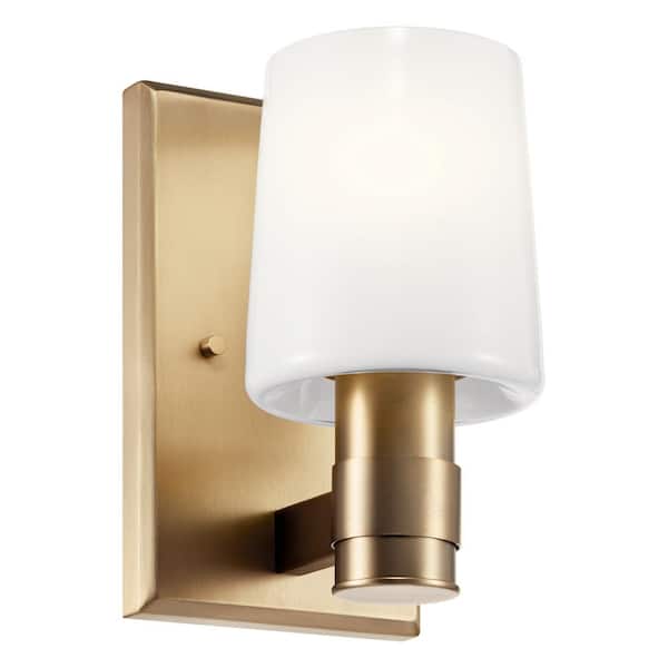 KICHLER Adani 1-Light Champagne Bronze Bathroom Indoor Wall Sconce Light with Opal Glass Shade