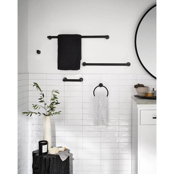 MOEN Wall Mounted Genta Towel Ring in Matte Black BH3686BL - The Home Depot
