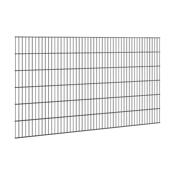 4 ft. x 8 ft. Flat Top Metal Spaced Bar Double-Wire Heavy Duty Residential Welded Steel Fence Panel