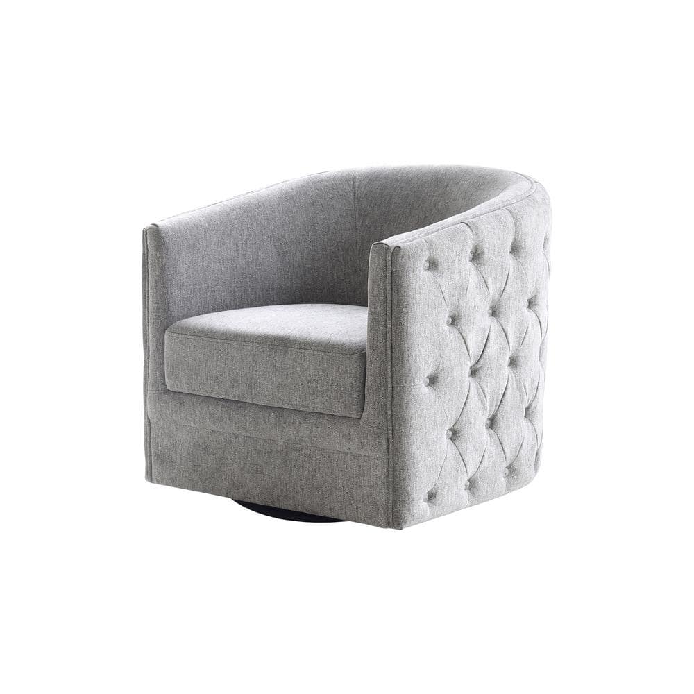 DEVON & CLAIRE Angelica Light Gray Tufted Fabric Swivel Chair  SW-D13-01-LGRY - The Home Depot