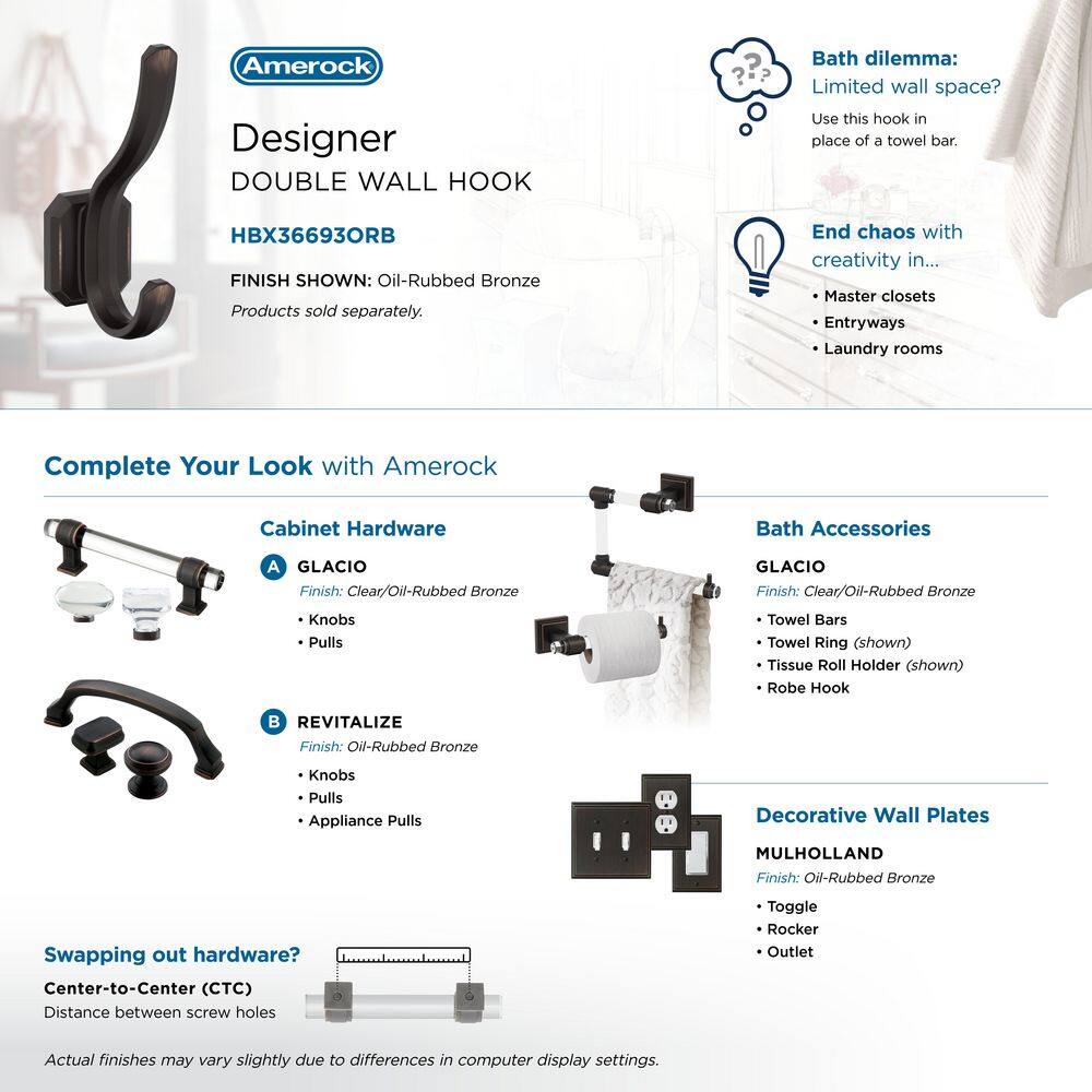 Oil Rubbed Bronze Double Prong Decorative Wall Hook