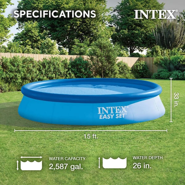 Easy Set 15 ft. Round 33 in. Deep Inflatable Pool Set