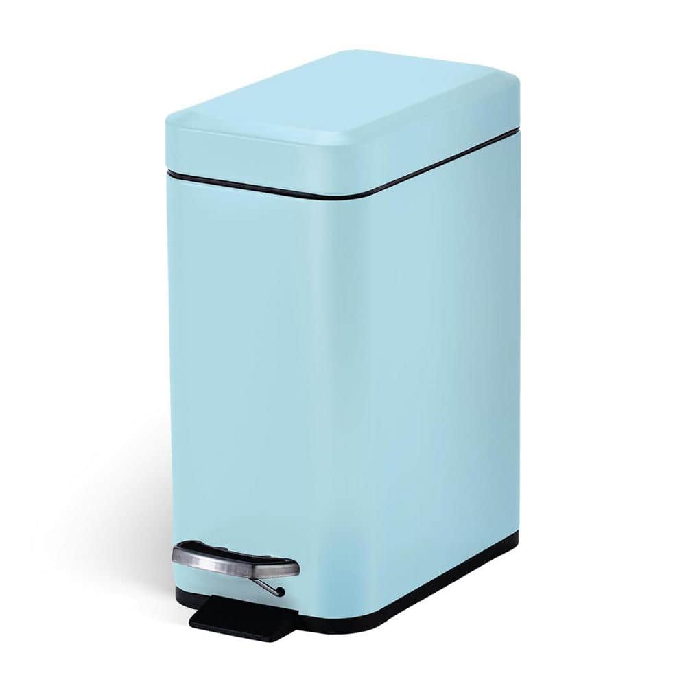 Light Blue Stainless Steel 1.3 Gallon Step Pedal Trash Can