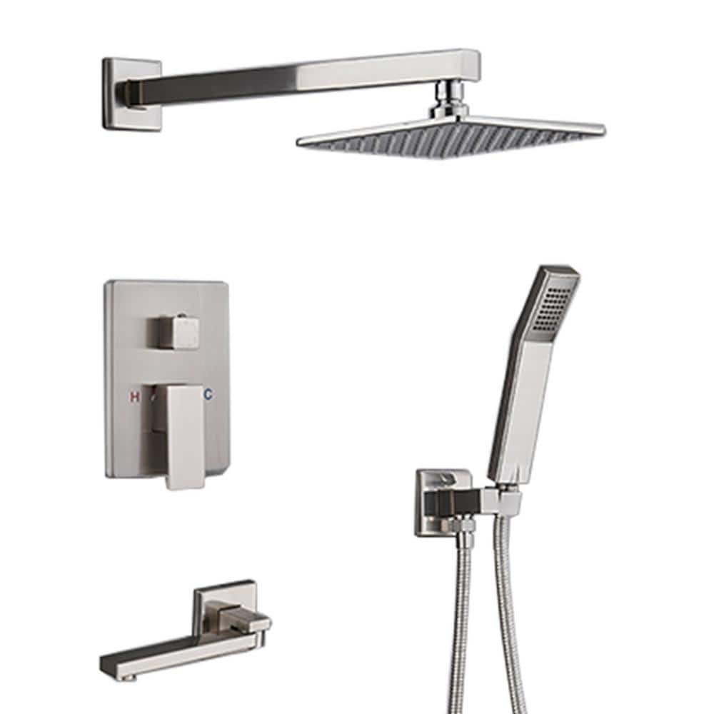 ELLO&ALLO 2Handle 3Spray Tub and Shower Faucet and Handheld Combo with 8 in. Shower Head in