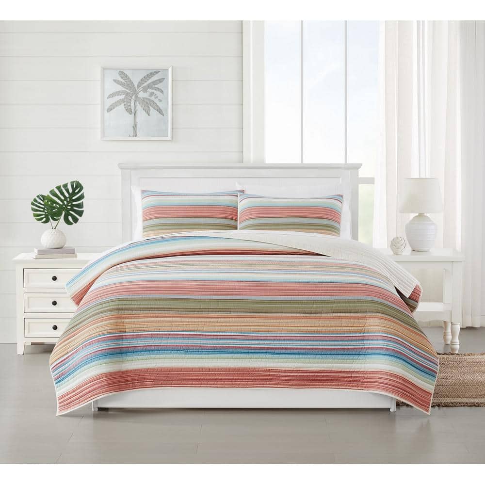 Palm Beach Yarn Dye Cotton Stripe 3 Piece Full/Queen Quilt Set price history on PriceWatchPro