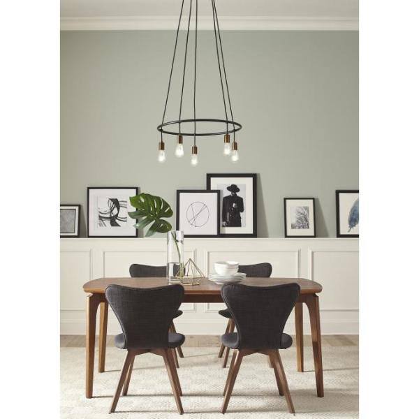 Lbl Lighting Tae 24 In W 5 Light Black Modern Industrial Round Chandelier With Aged Brass Socket Cups And Adjustable Black Cords Ch1076blab The Home Depot