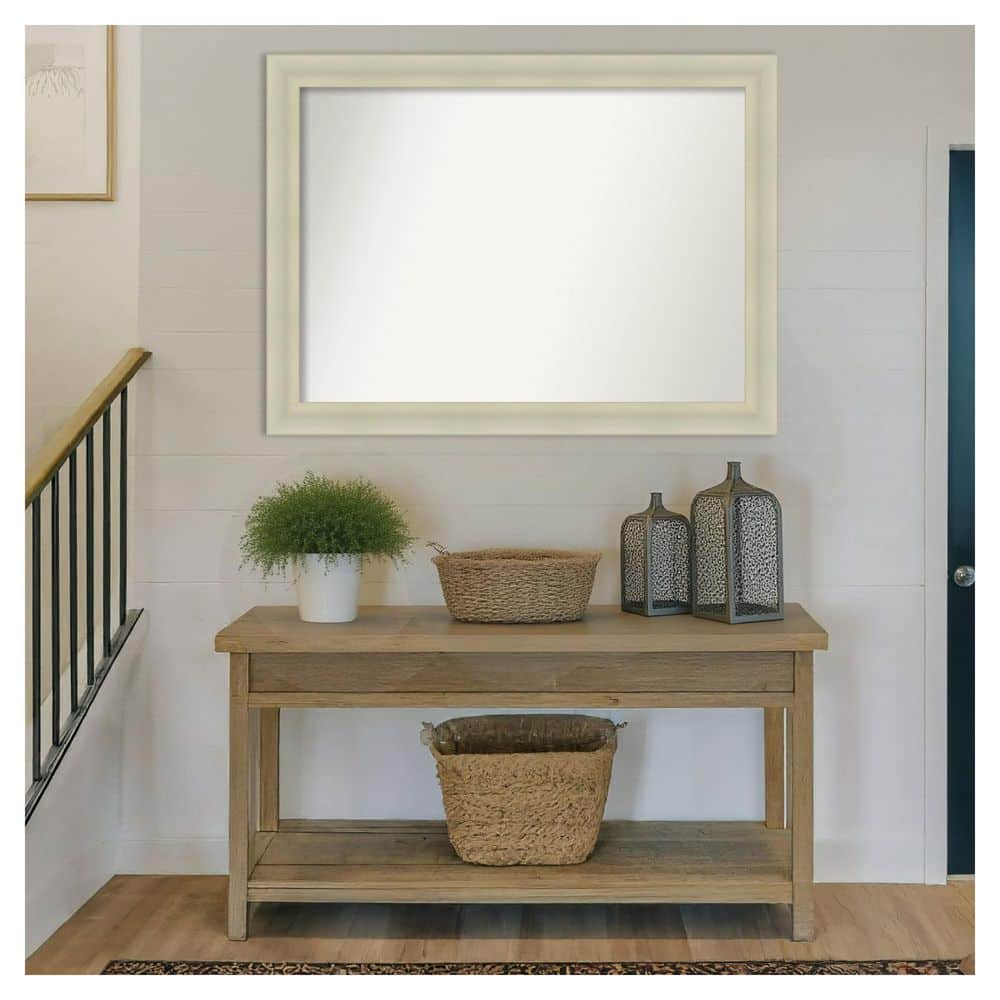 Oliver Warm Silver 43.25 in. x 32.25 in. Non-Beveled Modern Rectangle Wood Framed Wall Mirror price history on PriceWatchPro