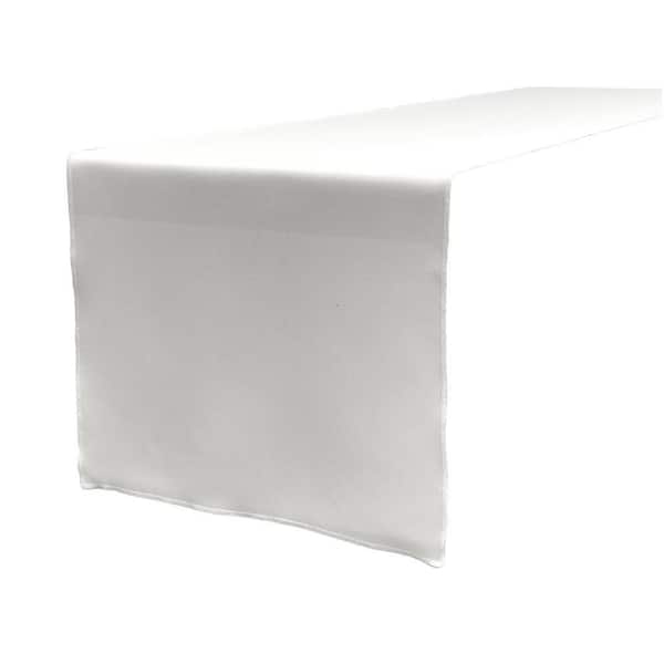 14 in. x 108 in. White Polyester Poplin Table Runner