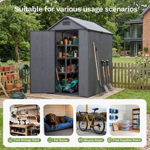 断捨離中　チャコールグレーXS Patiowell 4 ft. W x 6 ft. D Plastic Outdoor Storage Resin Shed