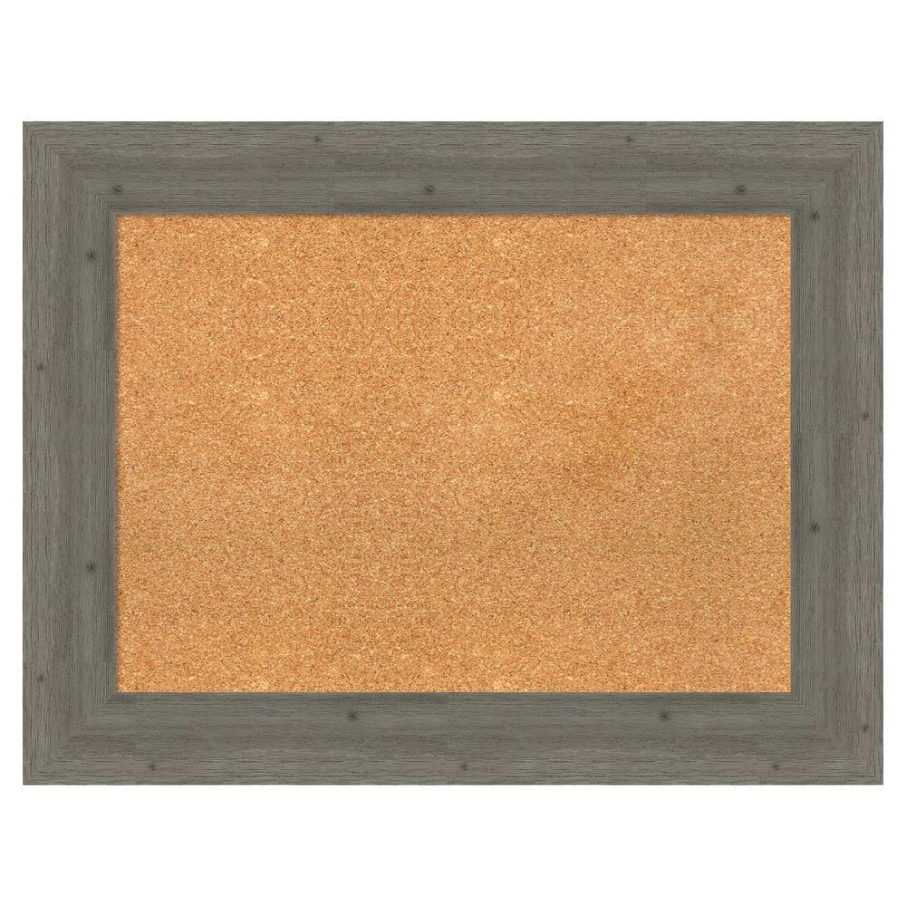 Amanti Art Fencepost Grey Wood Framed Natural Corkboard 35 in. x 27 in ...