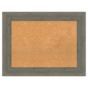 Fencepost Grey Wood Framed Natural Corkboard 35 in. x 27 in. bulletin Board Memo Board