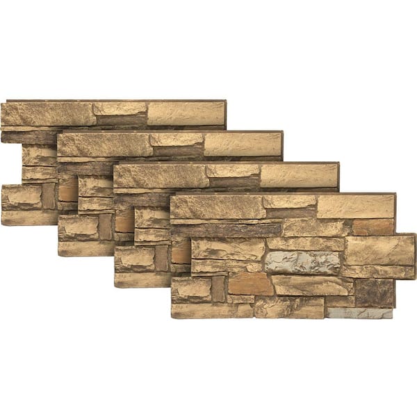 Ledgestone 24 in. x 48 in. Mountain Country Faux Stone Siding Panel 4-Pack