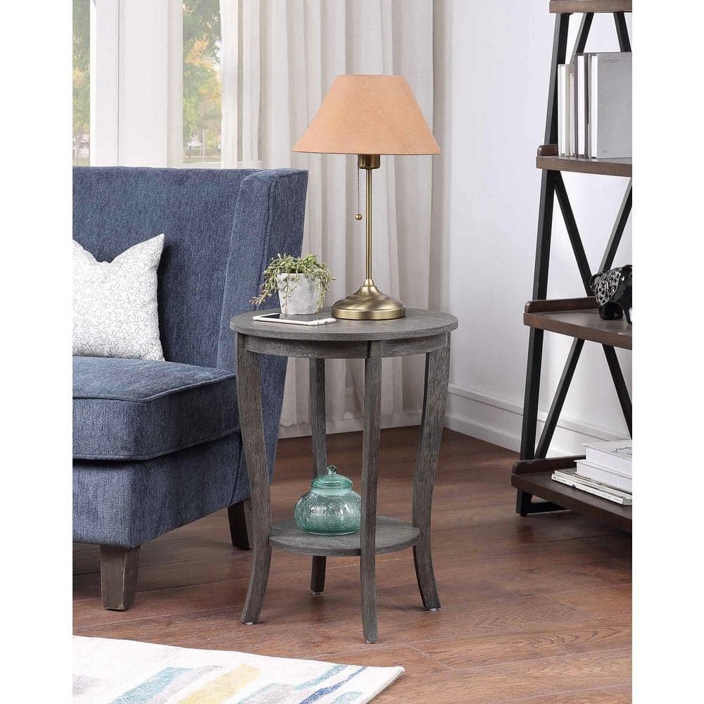 American Heritage 18" Round Wood End Table in Dark Gray