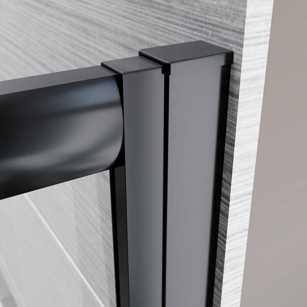 Unbranded - 34 in. W x 72 in. H Square Double Sliding Framed Corner Shower Enclosure in Matte Black Finish with Clear Glass