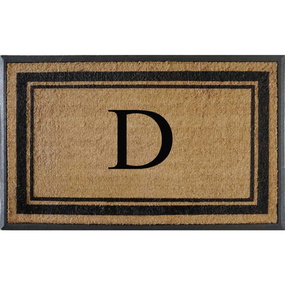 A1HC Flocked Markham 30 in. x 48 in. Coir Double Border Monogrammed D Non-S