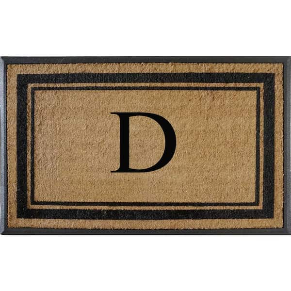 A1HC Flocked Markham 30 in. x 48 in. Coir Double Border Monogrammed D Non-Slip Outdoor Door Mat