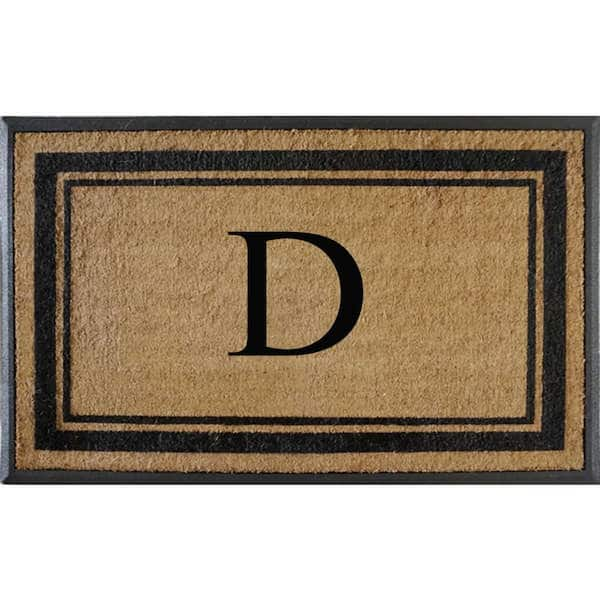 Unbranded A1HC Flocked Markham Border 30 in. x 48 in. Coir Double Monogrammed D Door Mat