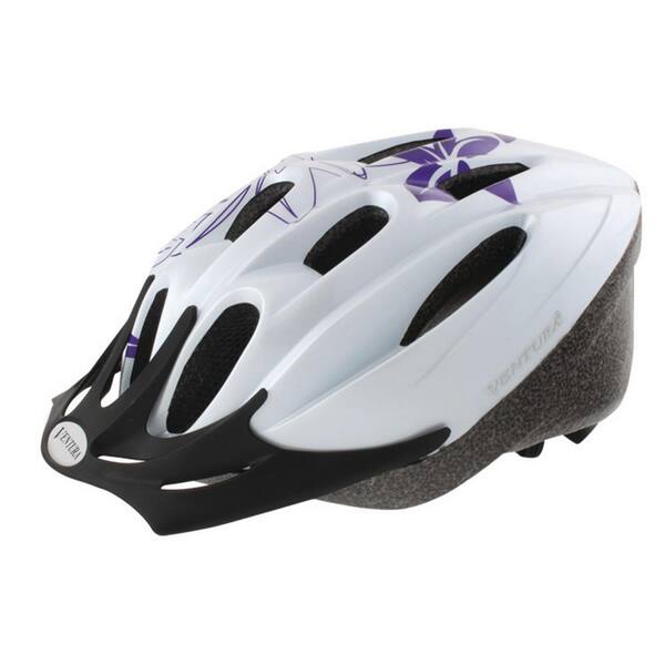 Ventura Flower Large Sport Bicycle Helmet in White