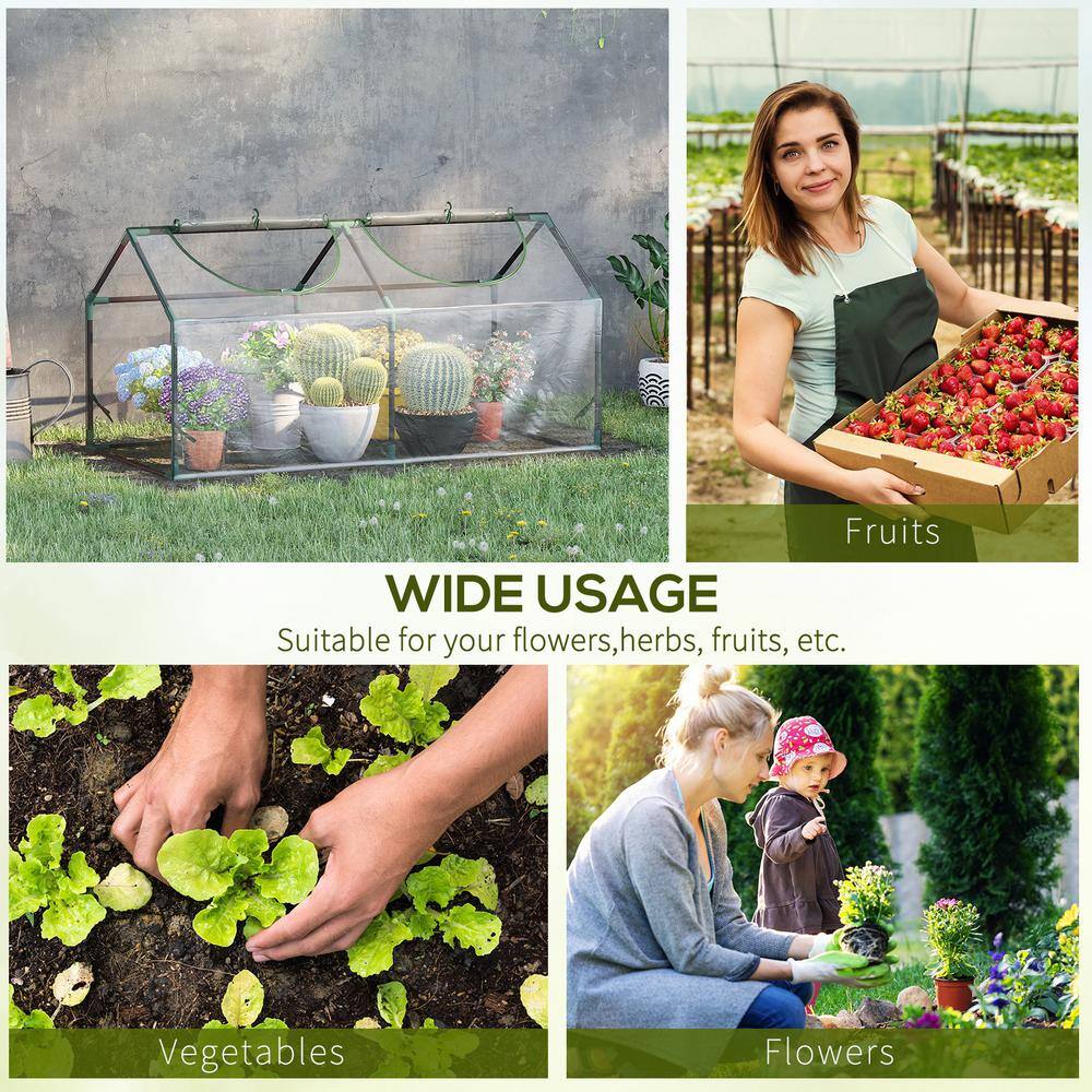 Clear PVC Portable Mini Greenhouse with Zippered Windows