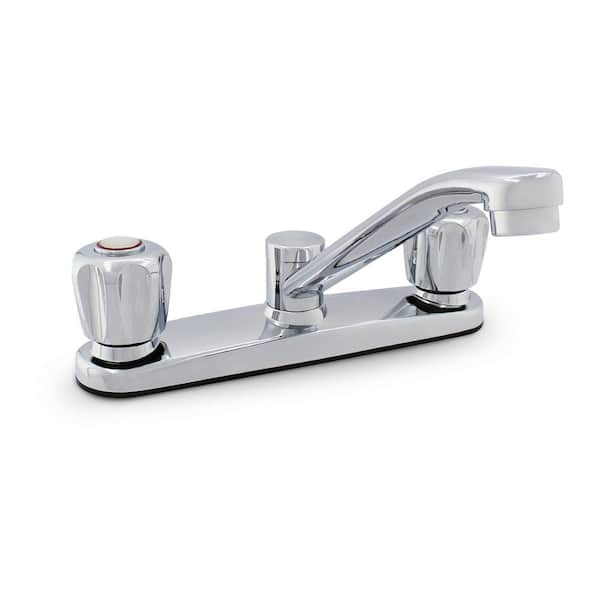 2 Handle Deck Mount Standard Kitchen Faucet in Stainless Steel Finish, Delta Compatible Style Stems