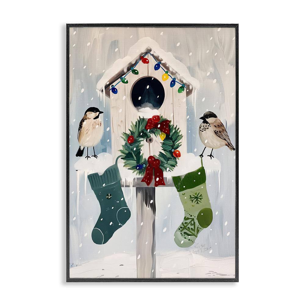 Festive Christmas Birdhouse by Arlington Prints 1-Piece Black Framed Giclee Animal Art Print 18 in. x 12 in. price history on PriceWatchPro