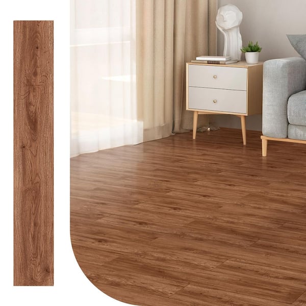Reddish Brown 12MIL 7.2 in. x48 in. Waterproof Click Lock Vinyl Plank Flooring, SPC Rigid Core Flooring(24 sq. ft. /box)