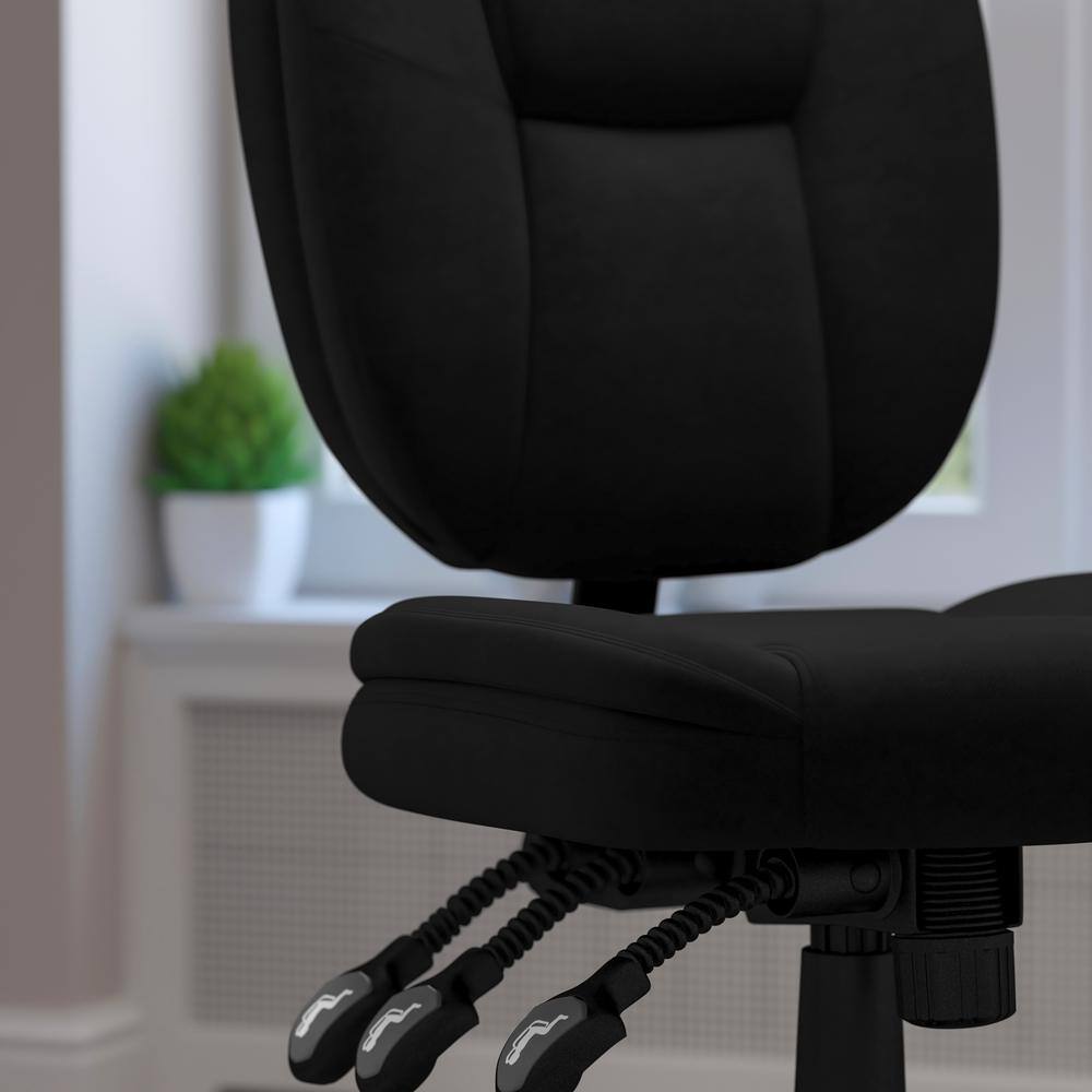 ErgoComfort Mid-Back Black Fabric Swivel Task Chair with Pillow Top