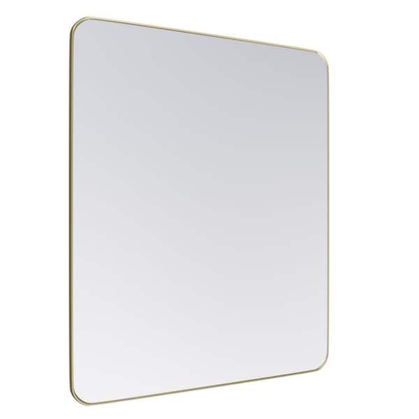 ELLO&ALLO 24 in. W x 36 in. H Rectangular Aluminum Framed Wall Mount Bathroom Vanity Mirror in Gold