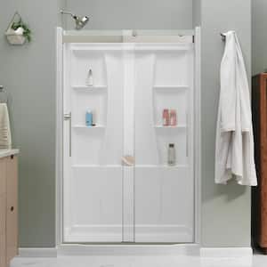 C500 47 in. W x 71-1/8 in. H Frameless Sliding Shower Door in Nickel with 5/16 in. (8mm) Tempered Clear Glass
