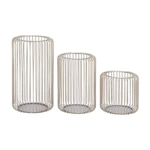 Silver Metal Cage Style Decorative Candle Lantern (Set of 3)