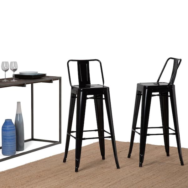Rayne 30 in. Black Industrial Metal Bar Stool (Set of 2)